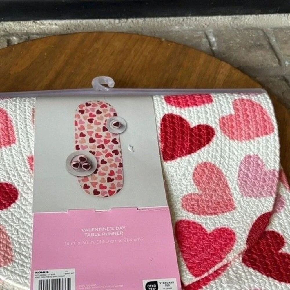 Celebrate Together Valentines Day Heart Table Runner Woven 13